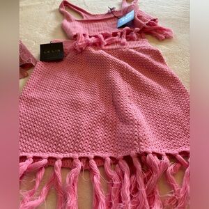 Pink Knit Mini-Skirt Set